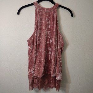 Miami Pink Crushed Velvet Open Back Tank Top S